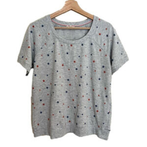 Jane & Delancey Patriotic Stars Sweatshirt Womens Size M Short Sleeves